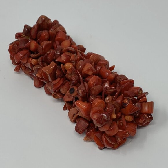 Red Sciacca Coral Chip Beaded Stretch Cuff Bracelet - Picture 5 of 9